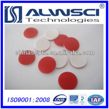 Septa de silicone de vermelho PTFE branco de 11 mm para análise de frasco de crimpagem de 2 ml